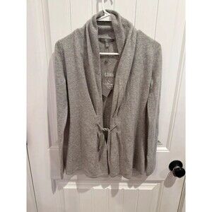 Neiman Marcus Cashmere Collection XS Gray Shawl Collar Tie Front Cardigan NWT